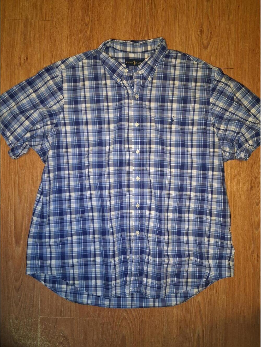 Polo Ralph Lauren Button Up Shirt Mens XXL Blue Plaid Cotton